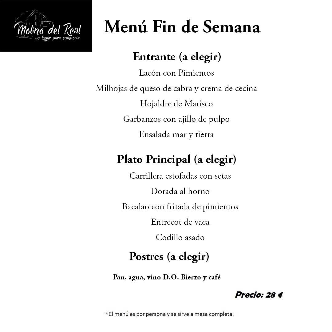 Menú Fin de Semana